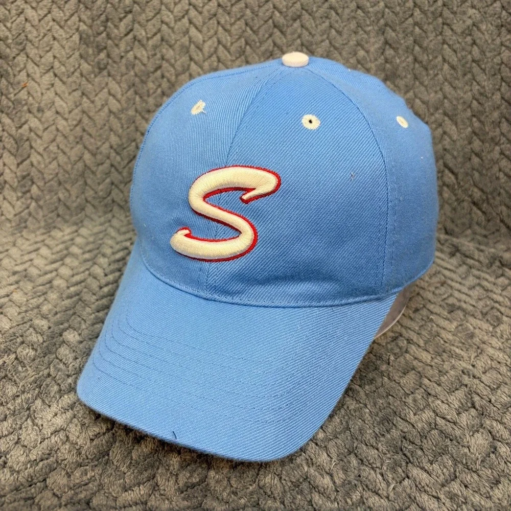 TC&B Elite Series Light Blue Fitted Baseball Hat Size 7 1/8 S Logo Character